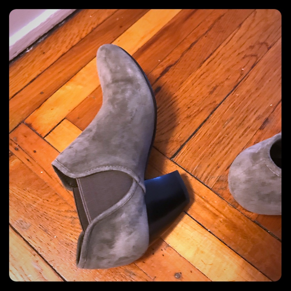 Gray suede ankle booties. Perfect condition.